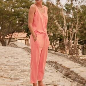 Frank & Eileen Heritage Jumpsuit Coral Sherbert Jersey Beach Casual Size L